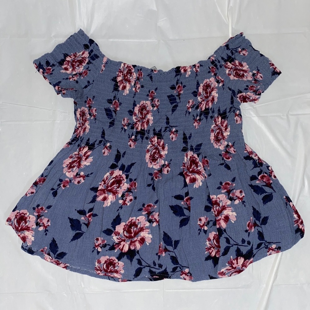 Pacsun⭐️ off the shoulder blue flower top
